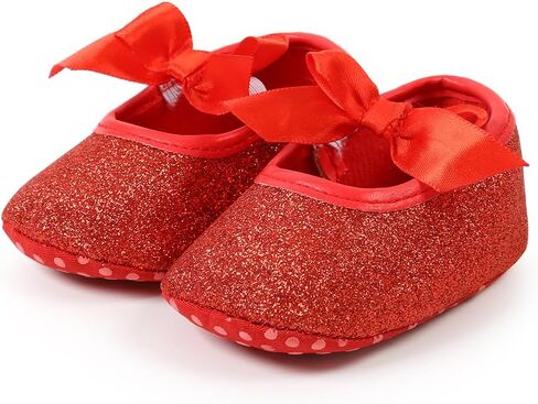 حذاء Antheron للفتيات الصغيرات Mary Jane Flats بنعل ناعم بدون كعب للرضع مزين بالورود اللامعة للأطفال الصغار in Kuwait