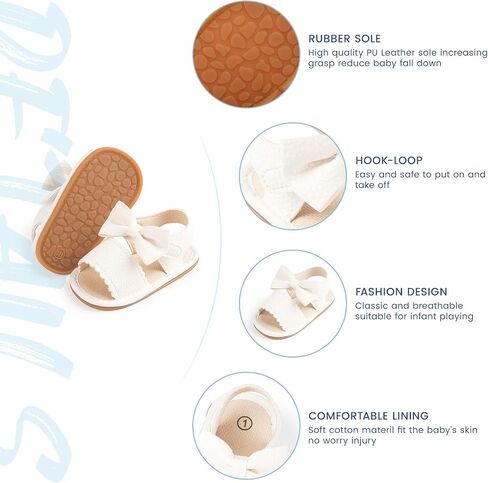 Sawimlgy Baby Girls Boys Sandals Summer Flowers Shoe Rubber Sole PU Leather Mesh Infant Toddler First Walkers Princess Dress Outdoor Shoes in Saudi Arabia