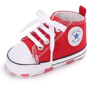 Meckior Baby Girls Boys Canvas Sneakers Soft Sole High-Top Ankle Infant First Walkers Crib Shoes in Saudi Arabia