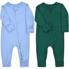Aablexema Baby Footless Pajamas Zipper with Mitten, Rayon from Bamboo, Infant Long Sleeve Romper Pjs in Kuwait