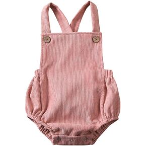 Kuriozud Newborn Infant Baby Boy Girl Romper Plain Bodysuit Backless Strap Clothes