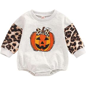 FYBITBO Newborn Halloween Outfit Girl Boy Spooky Season Romper Bubble Sweatshirt Bodysuit Fall Halloween Baby Clothes in Saudi Arabia