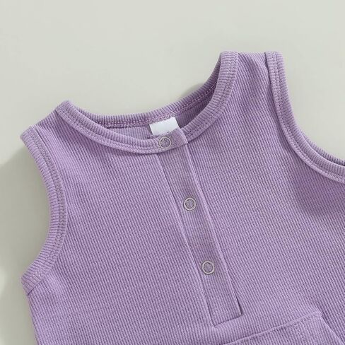 Newborn Baby Boy Girl Solid Romper Unisex Infant Knit Ribbed Sleeveless Jumpsuit Bodysuit Summer Clothes Outfits in Saudi Arabia