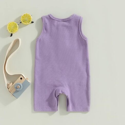 Newborn Baby Boy Girl Solid Romper Unisex Infant Knit Ribbed Sleeveless Jumpsuit Bodysuit Summer Clothes Outfits in Saudi Arabia