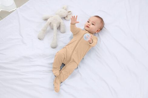 Baby Boy Footed Pajamas with Mittens,Rayon Made from Bamboo Sleepers, 2 Way Zipper Long Sleeve Pjs in Saudi Arabia
