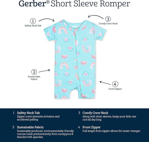 رومبير للأطفال من Gerber بأكمام قصيرة ناعم للغاية مع فسكوز مصنوع من الأوكالبتوس in Saudi Arabia