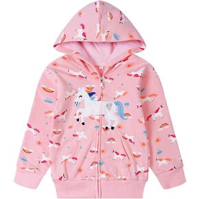 Little Girl Zip Up Hoodie Unicorn Rainbow Hooded Sweatshirt Back to School Jacket Pink Outerwear 6T in Saudi Arabia