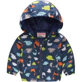 TENMET Toddler Boys Girls Rain Jacket Cartoon Zip Hooded Windproof Raincoat