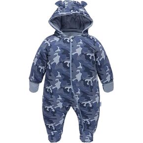 DDY Baby Girl Boy Snowsuit 0-3 Months Down Jacket Hooded Romper Jumpsuit Infant Onesie Winter Outwear Grey