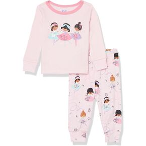 طقم بيجامة مكون من قطعتين بأكمام طويلة للفتيات والأطفال الصغار من The Children's Place بأكمام طويلة وسروال مناسب تمامًا 100% قطن in Kuwait