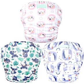 wegreeco Baby & Toddler Snap One Size Adjustable Reusable Baby Swim Diaper (Deep Sea, Small, 3 Pack)