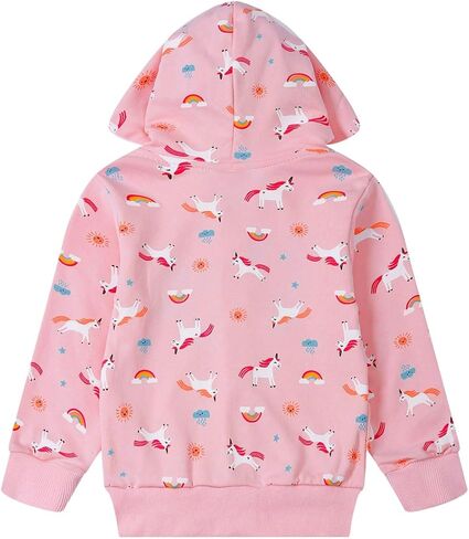Little Girl Zip Up Hoodie Unicorn Rainbow Hooded Sweatshirt Back to School Jacket Pink Outerwear 6T in Saudi Arabia