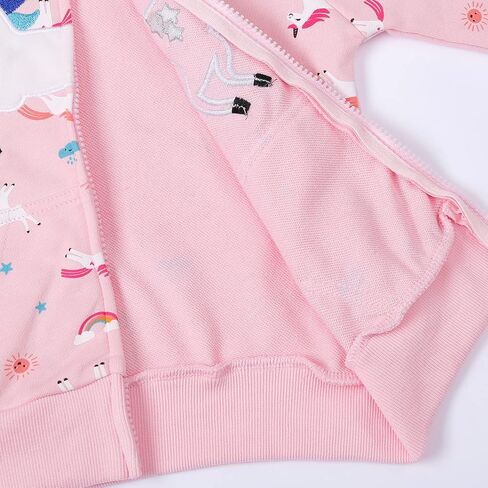 Little Girl Zip Up Hoodie Unicorn Rainbow Hooded Sweatshirt Back to School Jacket Pink Outerwear 6T in Saudi Arabia