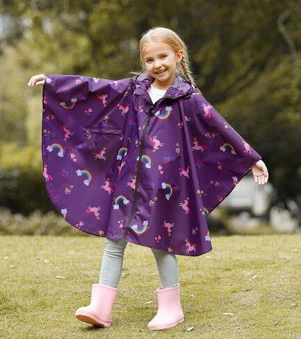 SaphiRose Lightweight Kids Rain Poncho Waterproof Jacket Zipper Up Rain Coat in Saudi Arabia