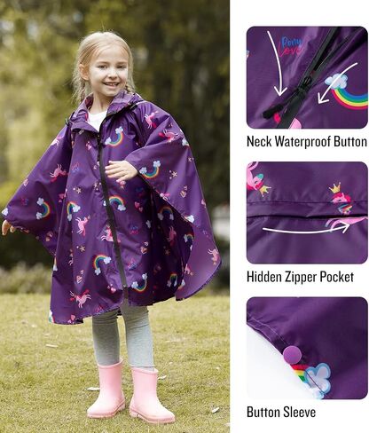 SaphiRose Lightweight Kids Rain Poncho Waterproof Jacket Zipper Up Rain Coat in Saudi Arabia