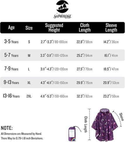 SaphiRose Lightweight Kids Rain Poncho Waterproof Jacket Zipper Up Rain Coat in Saudi Arabia