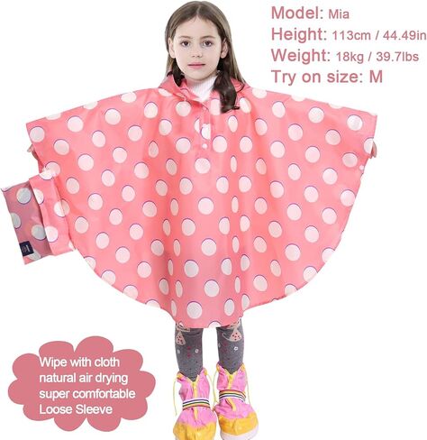 AIWUHE Kids Rain Poncho Cartoon Raincoat Jacket Cute Rain Coat Toddler Boys Girls Rain Cape Light Waterproof Hoodie Outwear in Saudi Arabia