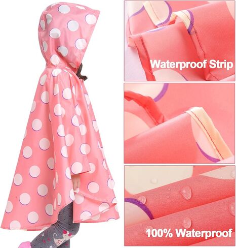 AIWUHE Kids Rain Poncho Cartoon Raincoat Jacket Cute Rain Coat Toddler Boys Girls Rain Cape Light Waterproof Hoodie Outwear in Saudi Arabia