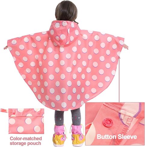 AIWUHE Kids Rain Poncho Cartoon Raincoat Jacket Cute Rain Coat Toddler Boys Girls Rain Cape Light Waterproof Hoodie Outwear in Saudi Arabia