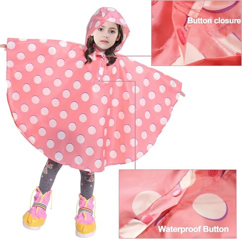 AIWUHE Kids Rain Poncho Cartoon Raincoat Jacket Cute Rain Coat Toddler Boys Girls Rain Cape Light Waterproof Hoodie Outwear in Saudi Arabia