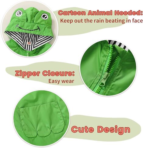 Toddler Baby Boy Girl Duck Raincoat Cute Cartoon Hoodie Zipper Coat Outfit in Saudi Arabia