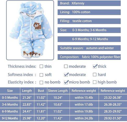 XIFAMNIY Baby بذلة لحديثي الولادة مع غطاء للرأس وسميكة للشتاء ملابس خارجية بيجامة للثلج للبنات والأولاد... in Kuwait