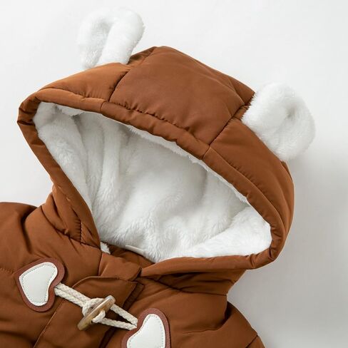 Simplee kids Baby Infant Boys Girls Snowsuit Winter Hooded Footed Warm Jumpsuit Outerwear with Gloves for 3-24 Months in Saudi Arabia