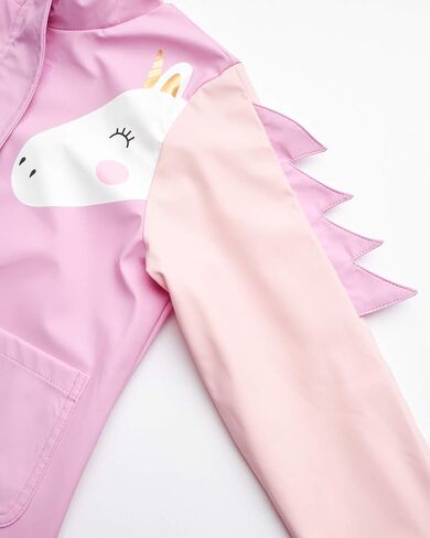 سترة المطر للفتيات باللون الوردي البلاتيني - معطف واق من المطر خفيف الوزن مقاوم للماء على شكل وحيد القرن (طفل صغير/فتاة صغيرة) in Kuwait