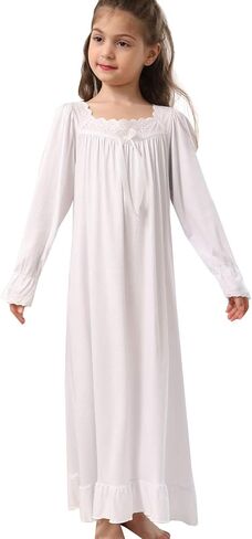 Girls' Princess Nightgowns Lace Sleep Dress Kids Sleepwear 3-12 Years in Saudi Arabia
