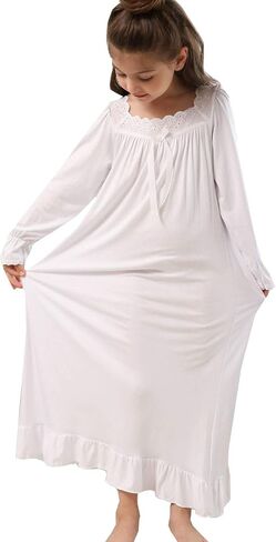 Girls' Princess Nightgowns Lace Sleep Dress Kids Sleepwear 3-12 Years in Saudi Arabia