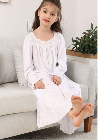 Girls' Princess Nightgowns Lace Sleep Dress Kids Sleepwear 3-12 Years in Saudi Arabia