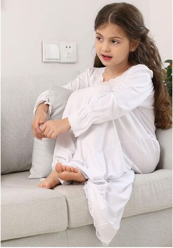 Girls' Princess Nightgowns Lace Sleep Dress Kids Sleepwear 3-12 Years in Saudi Arabia