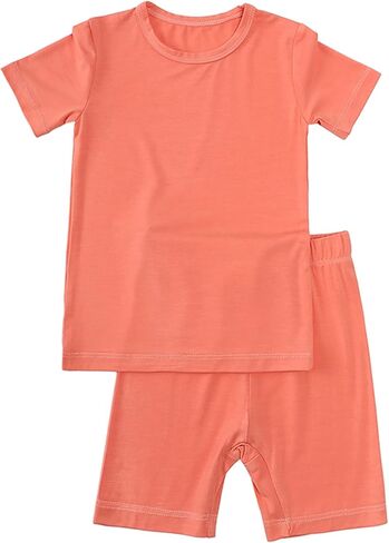 Aablexema Baby Short Summer Pajamas - Toddler Cool Jammies Pjs Rayon from Bamboo,2pcs Kids Sleepwear Set for Boys Girls in Kuwait