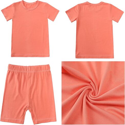 Aablexema Baby Short Summer Pajamas - Toddler Cool Jammies Pjs Rayon from Bamboo,2pcs Kids Sleepwear Set for Boys Girls in Kuwait