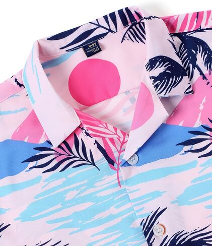 siliteelon Boys Hawaiian Shirts Short Sleeve Cotton Summer Beach Button Down Casual Aloha Luau Shirts for Kids in Kuwait