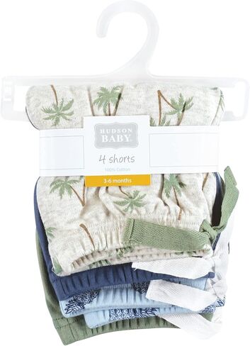 Hudson Baby Unisex Baby and Toddler Shorts Bottoms 4-Pack, Palm Tree, 4 Toddler in Kuwait