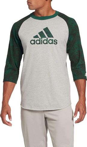 adidas Men's Triple Stripe Printed ¾ Sleeve Baseball Shirt in Kuwait