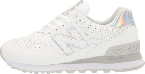 New Balance Women's 574 V2 Holographic Sneaker, Nb White/Rain Cloud, 12 in Saudi Arabia