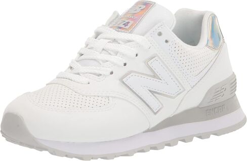 New Balance Women's 574 V2 Holographic Sneaker, Nb White/Rain Cloud, 12 in Saudi Arabia