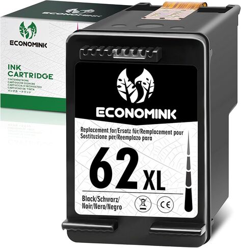 خرطوشة حبر سوداء معاد تصنيعها 62 من Economink استبدال ل HP 62XL عالية الإنتاجية للاستخدام مع Envy 7640 5660 5540 7645 7644 5643 5640 5661 5642 7643 OfficeJet 250 200 5741 5741 0 5744 عبوة من 5 قطع in Kuwait