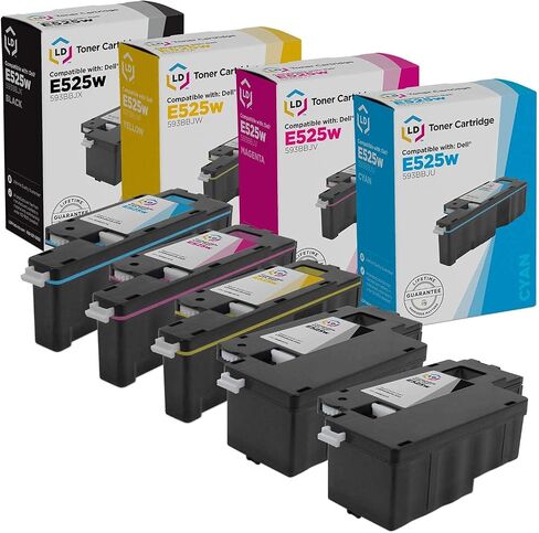 LD Products Compatible Toner Cartridge Replacement for Dell Toner E525 593-BBJX 593-BBJU 593-BBJV 593-BBJW Multi-Function E525w E525w (2 Black, 1 Cyan, 1 Magenta, 1 Yellow, 5-Pack) in Saudi Arabia