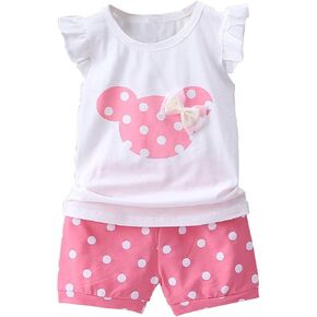 MH-Lucky Baby Girl Clothes Outfits Short Sets 2 Pieces with T-Shirt + Short Pants