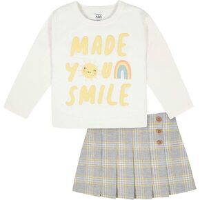 Gerber baby-girls Toddler 2-piece Long-sleeve Tee & Pleated Skirt Set in Kuwait