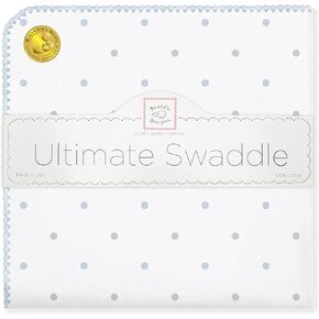 بطانية استقبال كبيرة من SwaddleDesigns، قماط مثالي للأطفال الأولاد والبنات، أنعم الفانيلا القطنية الأمريكية، أفضل هدية للاستحمام، صنع في الولايات المتحدة الأمريكية، نقاط صغيرة باللون الرمادي الاسترليني، أزرق فاتح، الفائز باختيار الأم in Kuwait