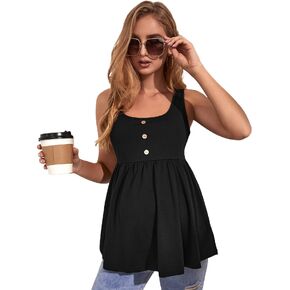 MakeMeChic Women's Maternity Tank Top Casual Solid Sleeveless Peplum Top
