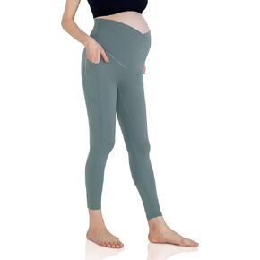 POSHDIVAH Women's Maternity Leggings Over The Belly V Crossover High Waisted Pregnancy Yoga Pants Active Workout Wear