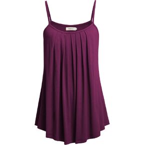 BEPEI Women Loose Casual Summer Pleated Flowy Sleeveless Camisole Tank Tops