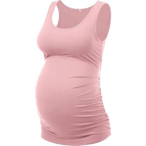 Peauty "Long Enough to Cover Hip Maternity Side Ruch Tank Tops/Basic Maternity Tops for Summer Casual Wear (S-3XL) in Kuwait