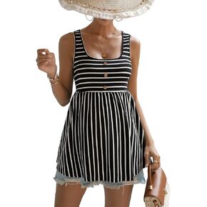 MakeMeChic Women's Maternity Tank Top Eyelet Embroidered Button Front Sleeveless Peplum Top