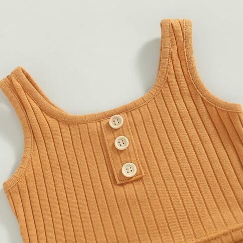 Molgkyo Toddler Baby Girl Summer Clothes Solid Color Sleeveless Ribbed Tank Tops Drawstring Shorts Sets 2Pcs Casual Outfits in Kuwait